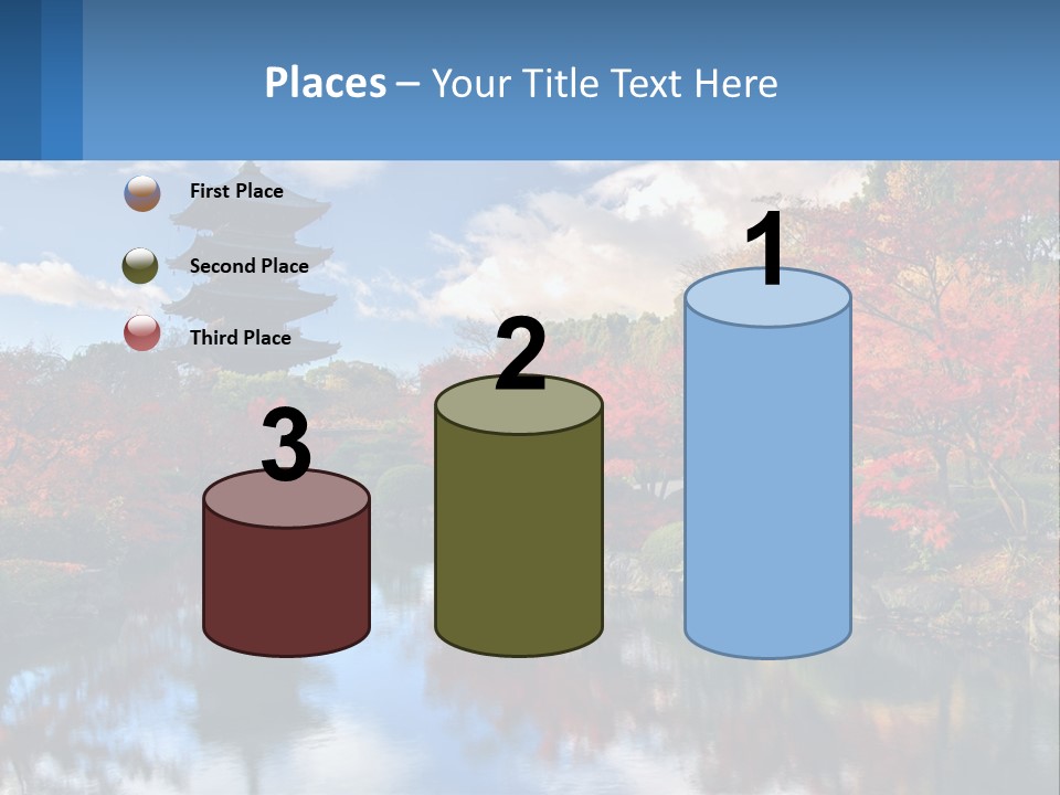 A Pagoda In The Middle Of A Pond Surrounded By Trees PowerPoint Template