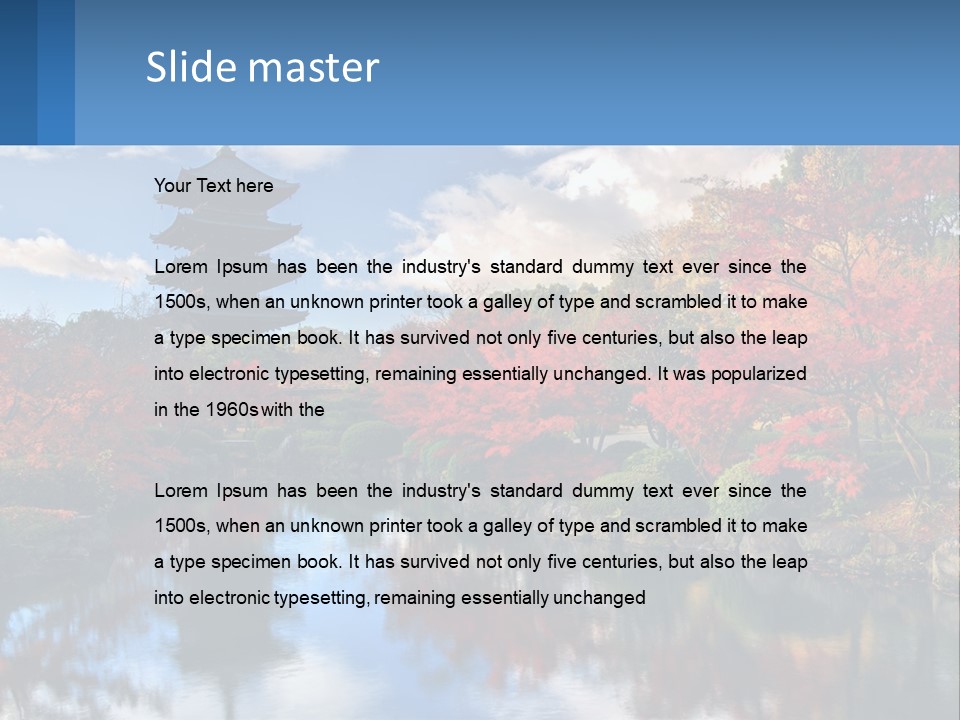 A Pagoda In The Middle Of A Pond Surrounded By Trees PowerPoint Template