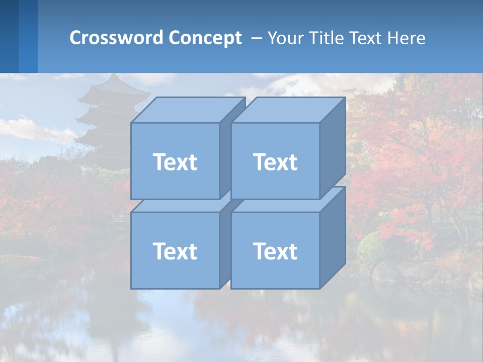 A Pagoda In The Middle Of A Pond Surrounded By Trees PowerPoint Template