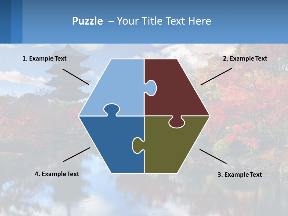 A Pagoda In The Middle Of A Pond Surrounded By Trees PowerPoint Template