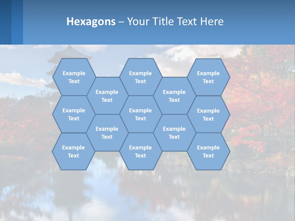 A Pagoda In The Middle Of A Pond Surrounded By Trees PowerPoint Template