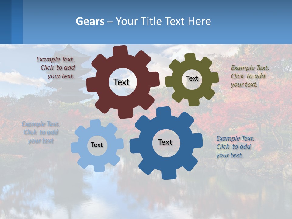 A Pagoda In The Middle Of A Pond Surrounded By Trees PowerPoint Template