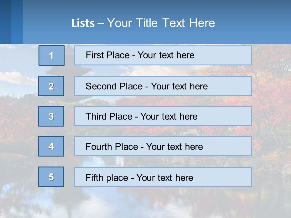 A Pagoda In The Middle Of A Pond Surrounded By Trees PowerPoint Template