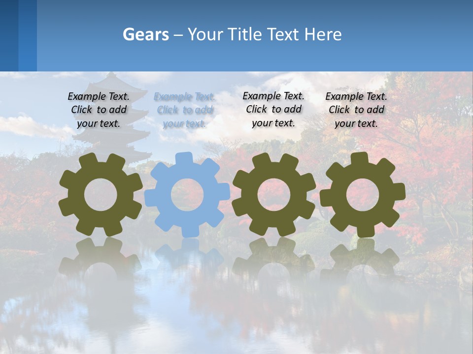 A Pagoda In The Middle Of A Pond Surrounded By Trees PowerPoint Template