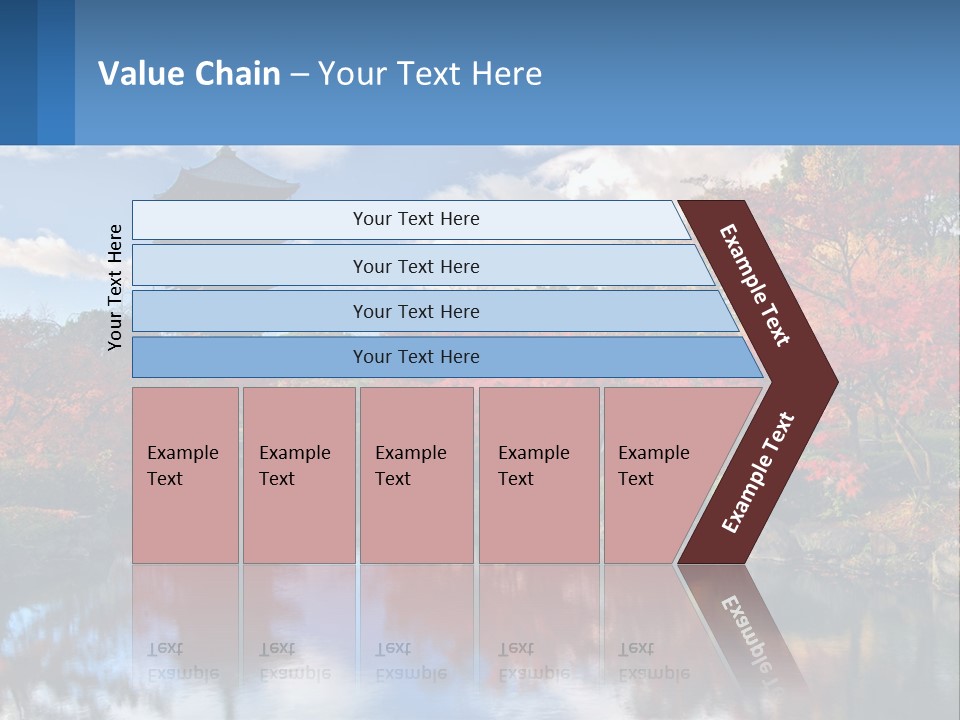 A Pagoda In The Middle Of A Pond Surrounded By Trees PowerPoint Template