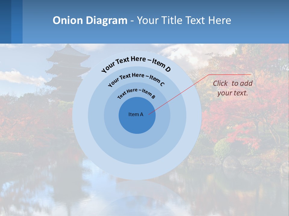 A Pagoda In The Middle Of A Pond Surrounded By Trees PowerPoint Template