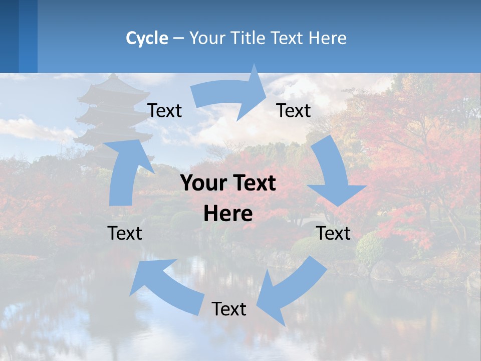 A Pagoda In The Middle Of A Pond Surrounded By Trees PowerPoint Template