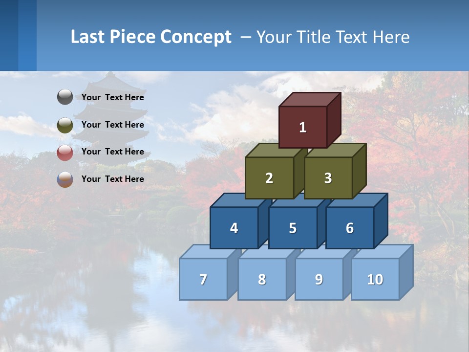 A Pagoda In The Middle Of A Pond Surrounded By Trees PowerPoint Template