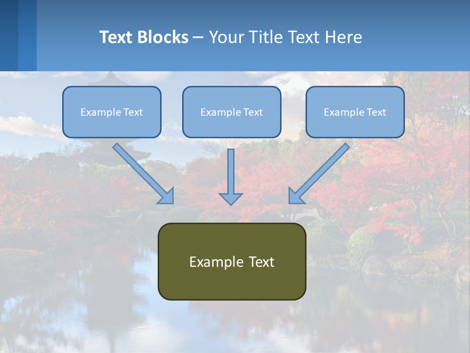 A Pagoda In The Middle Of A Pond Surrounded By Trees PowerPoint Template