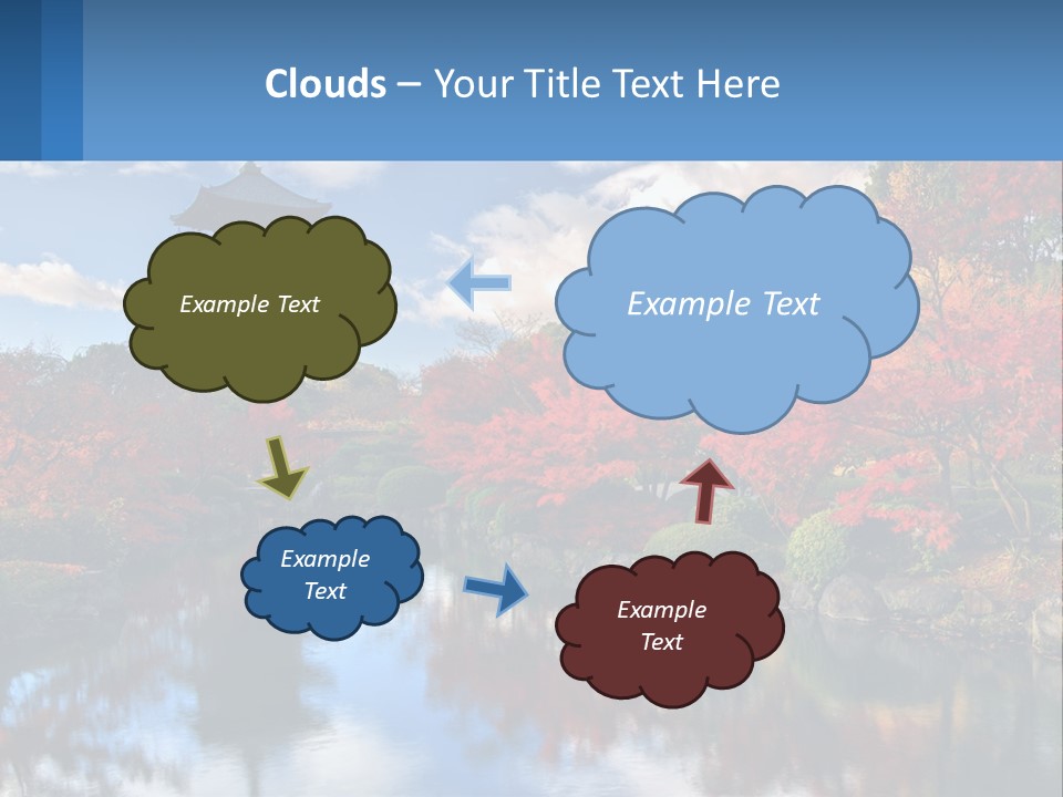 A Pagoda In The Middle Of A Pond Surrounded By Trees PowerPoint Template