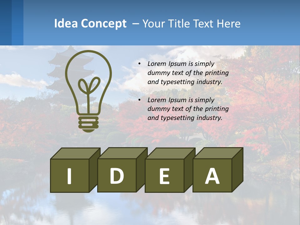 A Pagoda In The Middle Of A Pond Surrounded By Trees PowerPoint Template