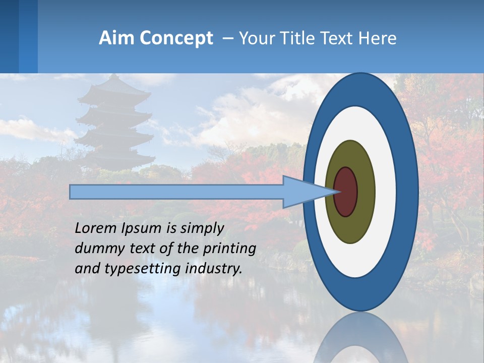 A Pagoda In The Middle Of A Pond Surrounded By Trees PowerPoint Template