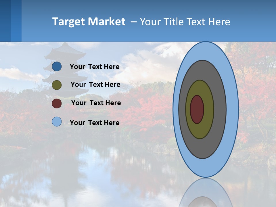 A Pagoda In The Middle Of A Pond Surrounded By Trees PowerPoint Template