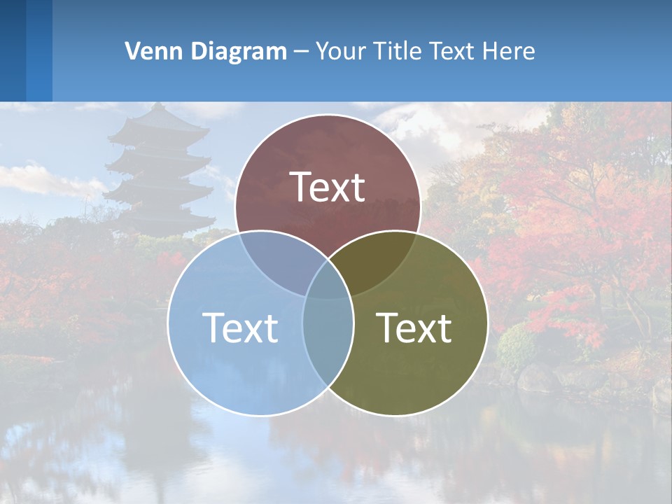 A Pagoda In The Middle Of A Pond Surrounded By Trees PowerPoint Template