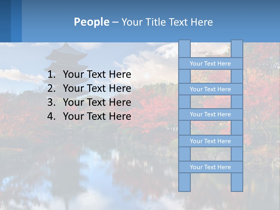 A Pagoda In The Middle Of A Pond Surrounded By Trees PowerPoint Template