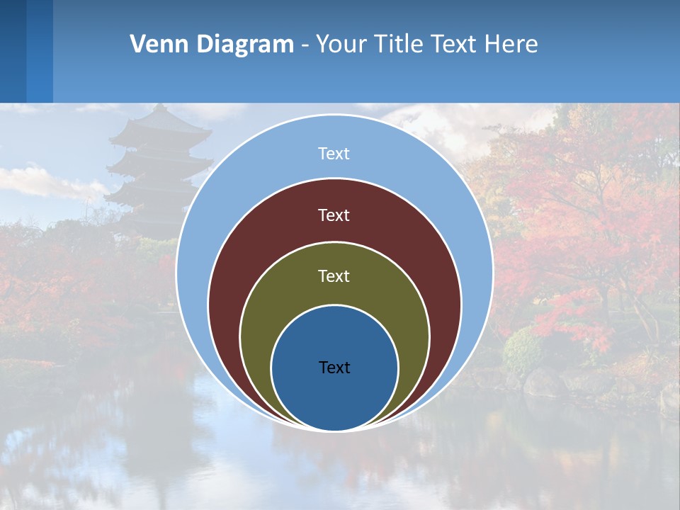 A Pagoda In The Middle Of A Pond Surrounded By Trees PowerPoint Template