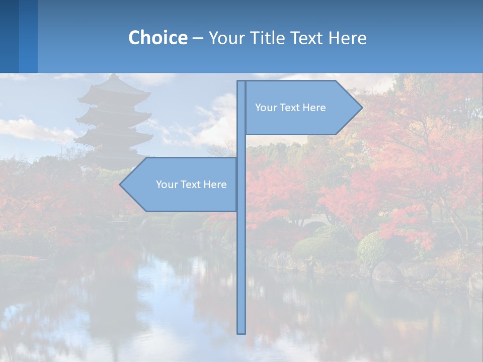 A Pagoda In The Middle Of A Pond Surrounded By Trees PowerPoint Template