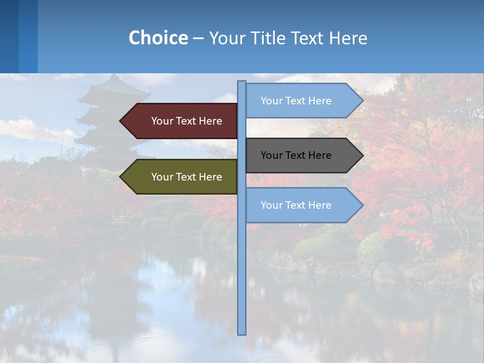 A Pagoda In The Middle Of A Pond Surrounded By Trees PowerPoint Template