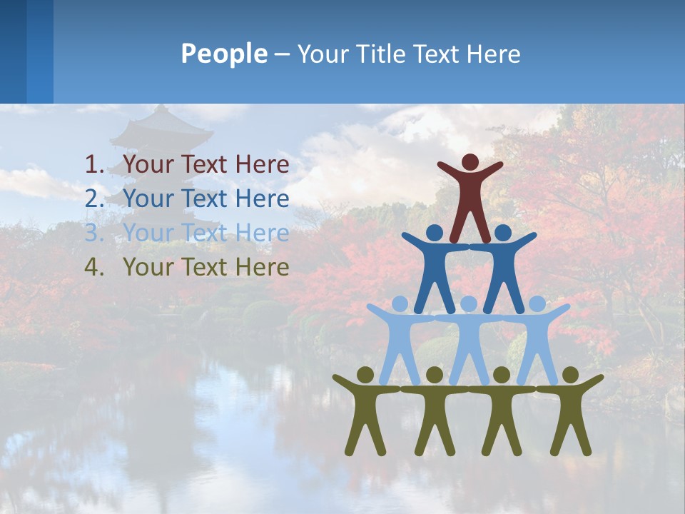 A Pagoda In The Middle Of A Pond Surrounded By Trees PowerPoint Template