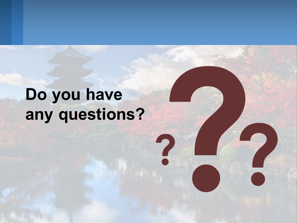 A Pagoda In The Middle Of A Pond Surrounded By Trees PowerPoint Template