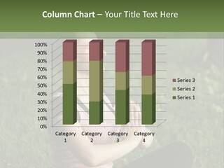 A Woman Is Sitting In The Grass With Her Hands Together PowerPoint Template