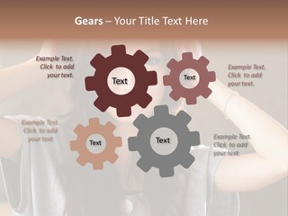 A Woman Is Holding Her Hair In Front Of Her Head PowerPoint Template