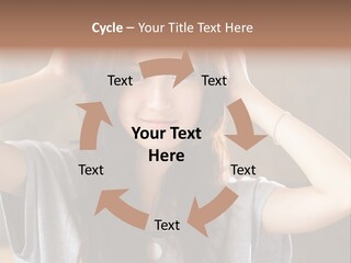 A Woman Is Holding Her Hair In Front Of Her Head PowerPoint Template