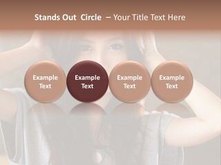 A Woman Is Holding Her Hair In Front Of Her Head PowerPoint Template