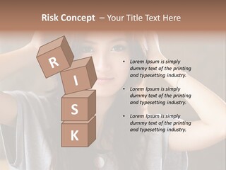 A Woman Is Holding Her Hair In Front Of Her Head PowerPoint Template