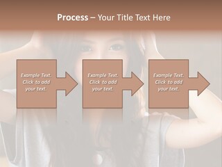 A Woman Is Holding Her Hair In Front Of Her Head PowerPoint Template
