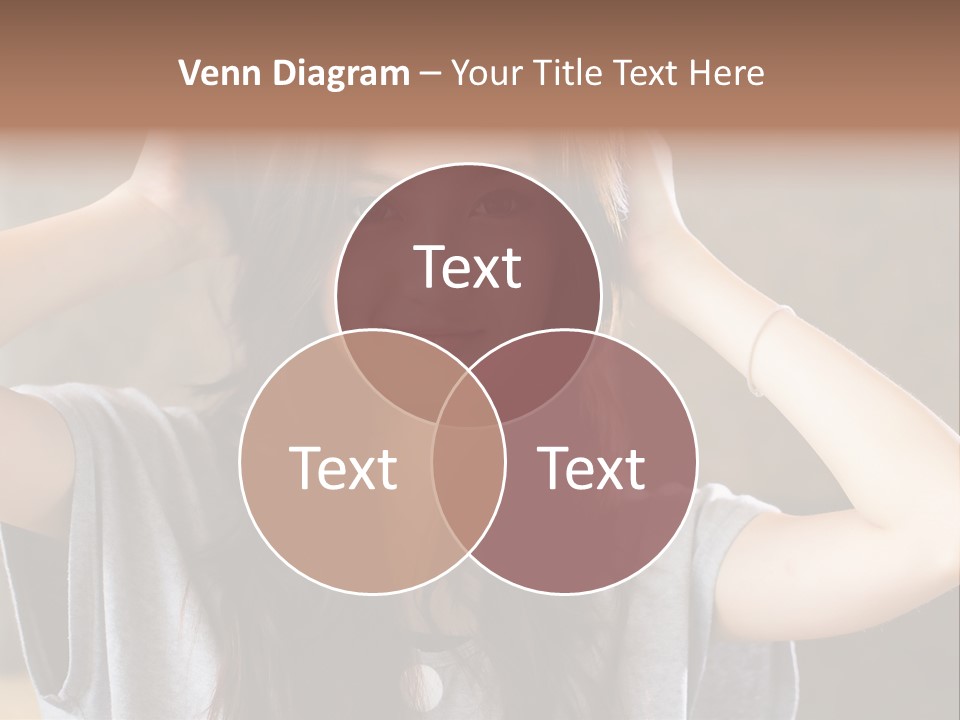 A Woman Is Holding Her Hair In Front Of Her Head PowerPoint Template