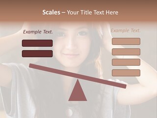 A Woman Is Holding Her Hair In Front Of Her Head PowerPoint Template