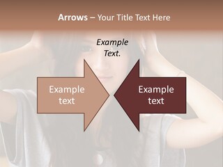 A Woman Is Holding Her Hair In Front Of Her Head PowerPoint Template