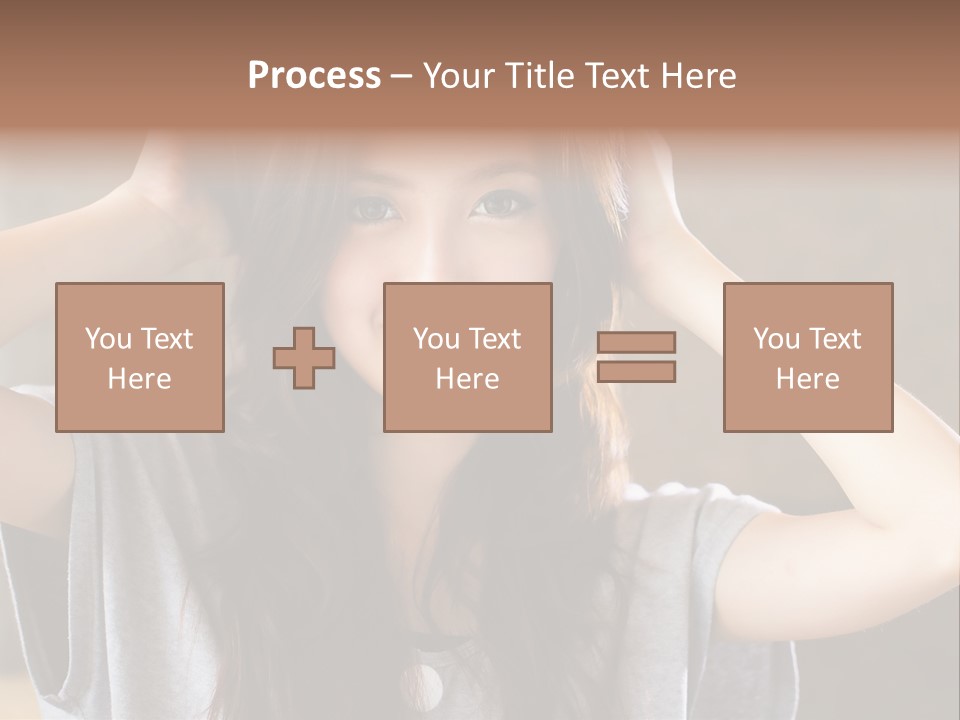 A Woman Is Holding Her Hair In Front Of Her Head PowerPoint Template