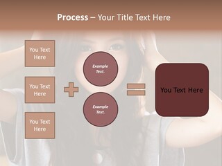 A Woman Is Holding Her Hair In Front Of Her Head PowerPoint Template
