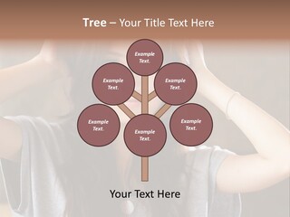 A Woman Is Holding Her Hair In Front Of Her Head PowerPoint Template