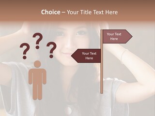 A Woman Is Holding Her Hair In Front Of Her Head PowerPoint Template