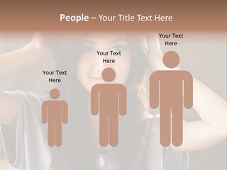 A Woman Is Holding Her Hair In Front Of Her Head PowerPoint Template
