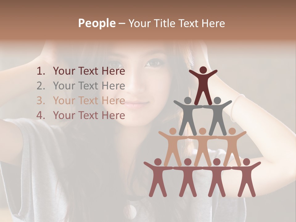 A Woman Is Holding Her Hair In Front Of Her Head PowerPoint Template
