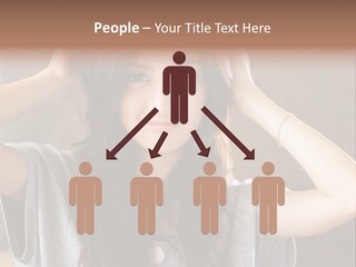 A Woman Is Holding Her Hair In Front Of Her Head PowerPoint Template