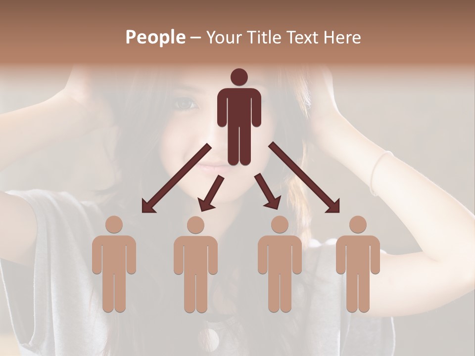 A Woman Is Holding Her Hair In Front Of Her Head PowerPoint Template