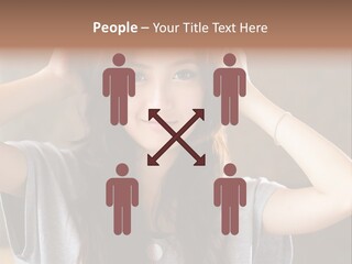 A Woman Is Holding Her Hair In Front Of Her Head PowerPoint Template