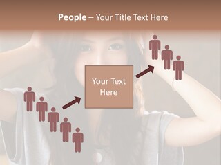 A Woman Is Holding Her Hair In Front Of Her Head PowerPoint Template