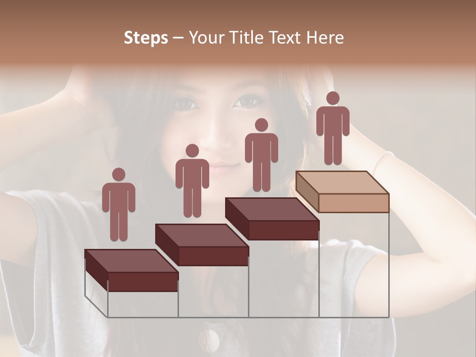 A Woman Is Holding Her Hair In Front Of Her Head PowerPoint Template