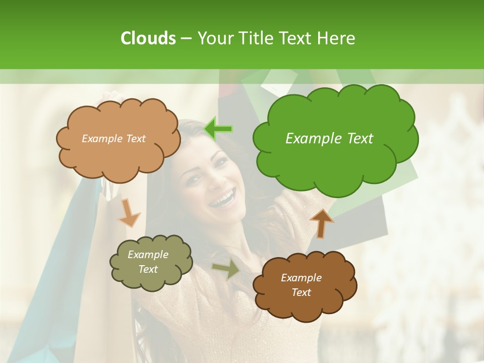 A Woman Holding Shopping Bags In Her Hands PowerPoint Template