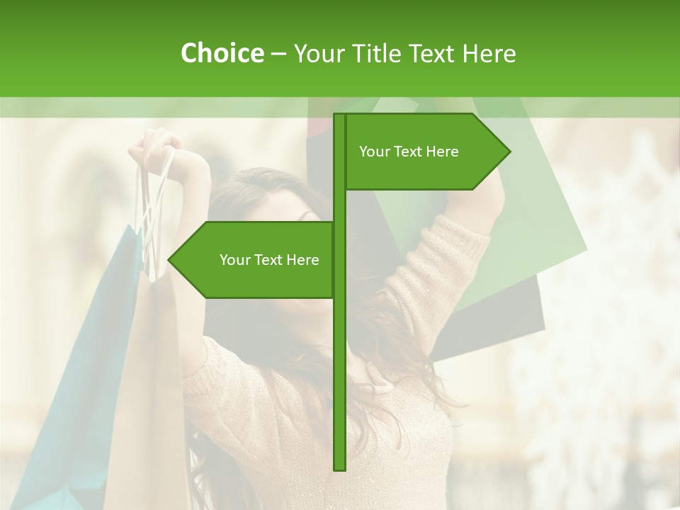 A Woman Holding Shopping Bags In Her Hands PowerPoint Template