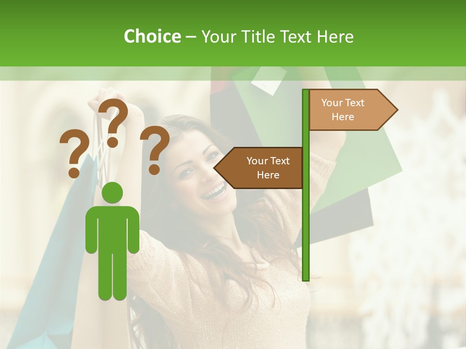 A Woman Holding Shopping Bags In Her Hands PowerPoint Template