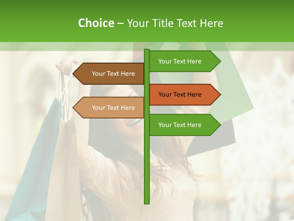 A Woman Holding Shopping Bags In Her Hands PowerPoint Template