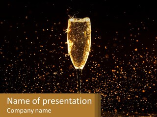 A Glass Of Champagne Is Being Poured Into The Air PowerPoint Template
