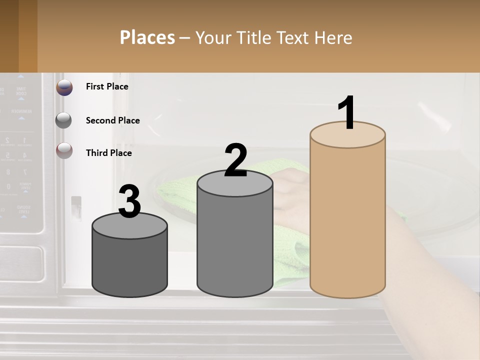 A Person Cleaning A Microwave With A Green Towel PowerPoint Template